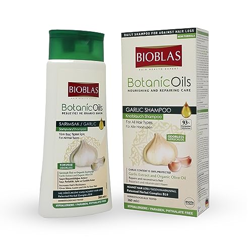 BIOBLAS Garlic Shampoo - Odorless & Unscented Hair Growth for Men & Women - Clarifying to Cleanse Hair, Roots & Scalp - Thickening & Anti Thinning (1 Pack) - Image 1