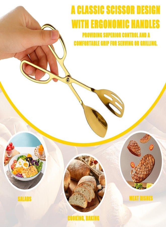 Foyods Premium Gold Salad Tongs for Serving - 10-Inch Stainless Steel Scissor Tongs, Heavy Duty Metal Salad Tossers with Comfort Grip, Elegant Food Serving Utensils for Tossed Salad, Fruit & Parties - Image 5