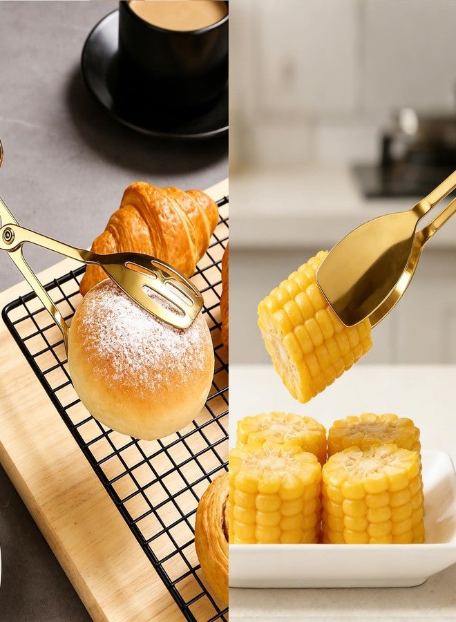 Foyods Premium Gold Salad Tongs for Serving - 10-Inch Stainless Steel Scissor Tongs, Heavy Duty Metal Salad Tossers with Comfort Grip, Elegant Food Serving Utensils for Tossed Salad, Fruit & Parties - Image 4