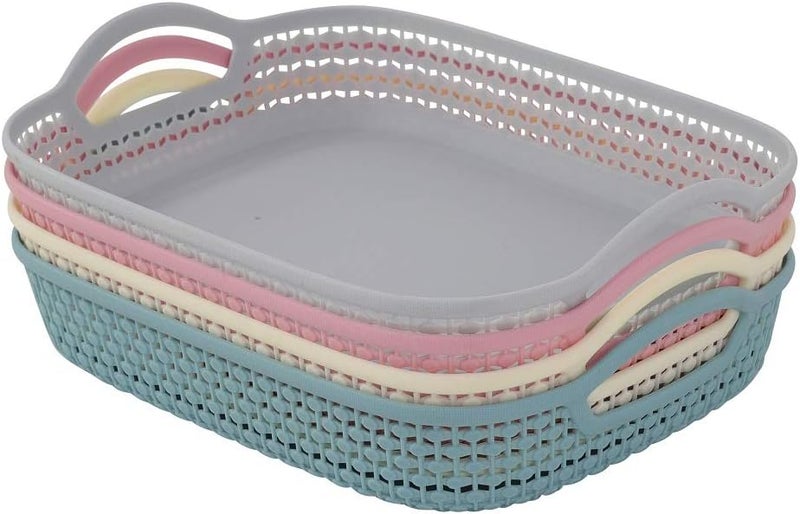 Piece Multicolored Rectangular Plastic Fruit Basket Set - Image 1