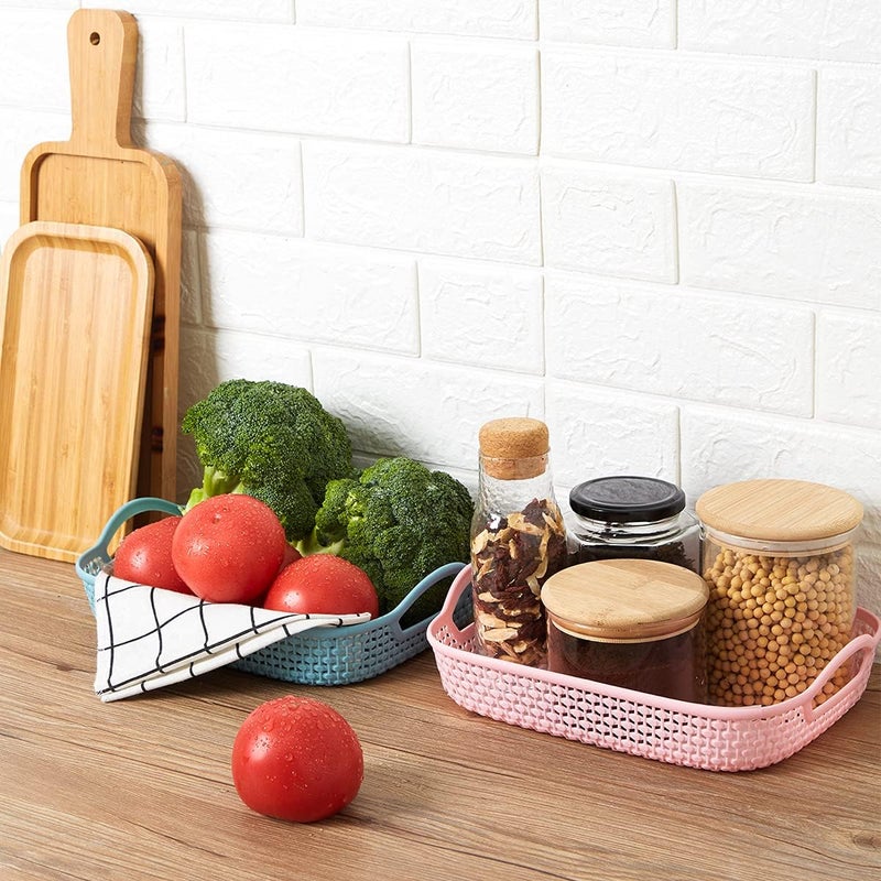 Piece Multicolored Rectangular Plastic Fruit Basket Set - Image 5