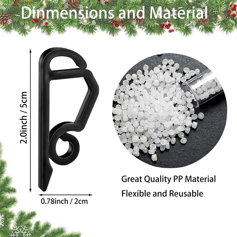 GHAMYEE 120PCS Black Mini Plastic Gutter Hanging Hooks - Outdoor Weatherproof Light Clips for Christmas Decoration - Image 2