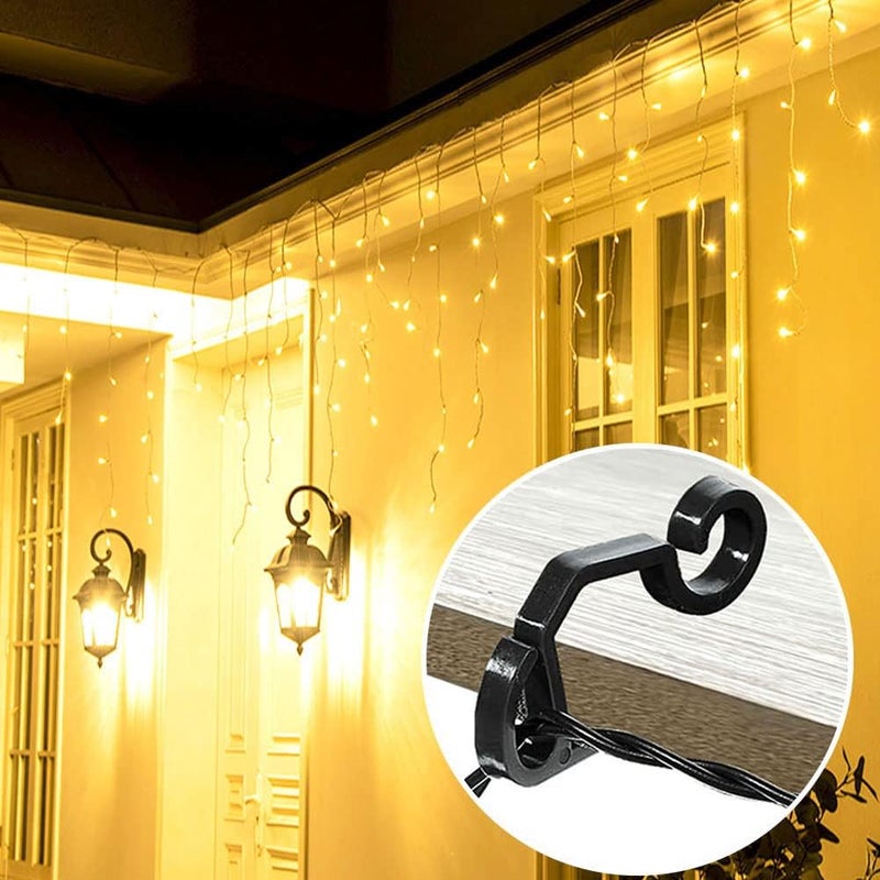 GHAMYEE 120PCS Black Mini Plastic Gutter Hanging Hooks - Outdoor Weatherproof Light Clips for Christmas Decoration - Image 4