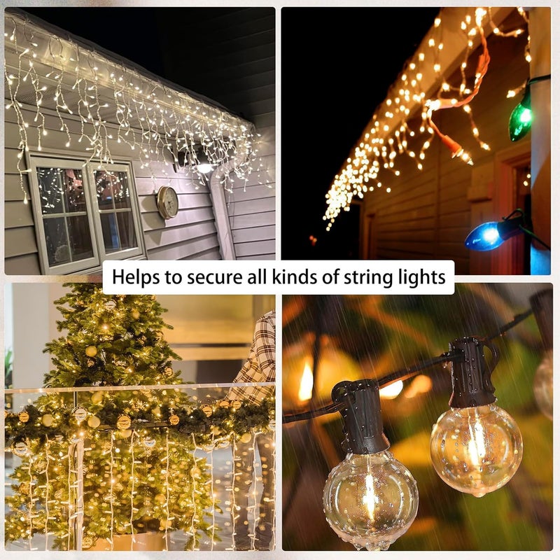GHAMYEE 120PCS Black Mini Plastic Gutter Hanging Hooks - Outdoor Weatherproof Light Clips for Christmas Decoration - Image 5