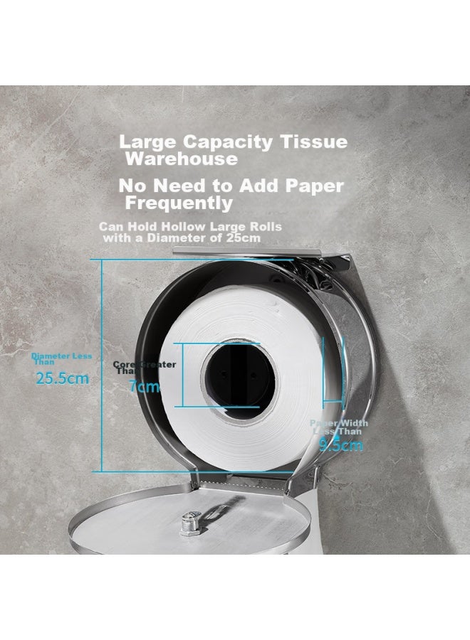 Interhasa! 304 Stainless Steel Large Roll Paper Dispenser, Bathroom Tissue Box, Public Restroom Paper Dispenser, Wall-mounted Large Paper Dispenser, Toilet Paper Holder - Image 2