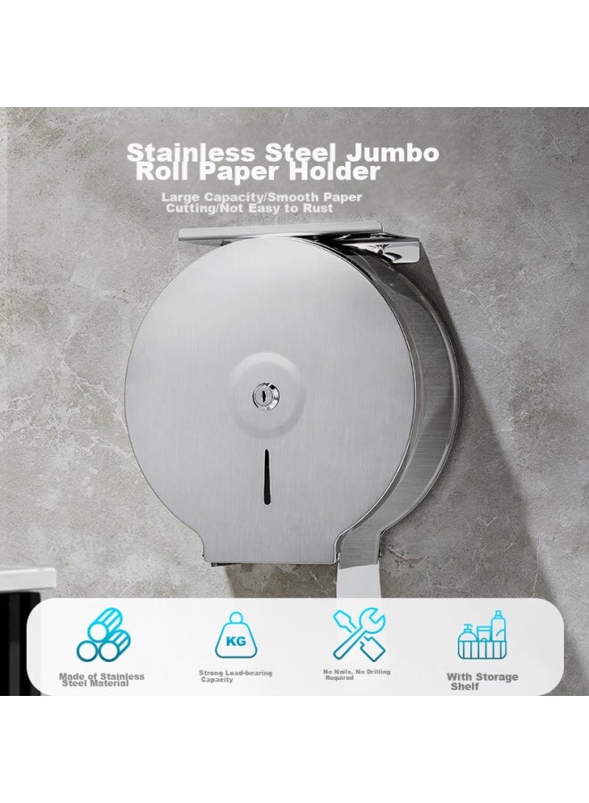 Interhasa! 304 Stainless Steel Large Roll Paper Dispenser, Bathroom Tissue Box, Public Restroom Paper Dispenser, Wall-mounted Large Paper Dispenser, Toilet Paper Holder - Image 4