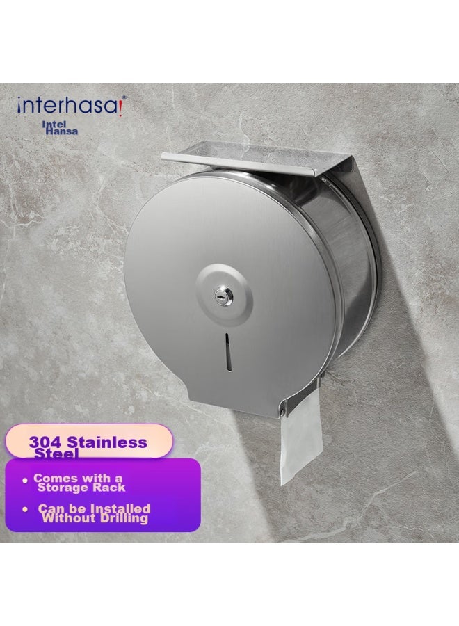 Interhasa! 304 Stainless Steel Large Roll Paper Dispenser, Bathroom Tissue Box, Public Restroom Paper Dispenser, Wall-mounted Large Paper Dispenser, Toilet Paper Holder - Image 1