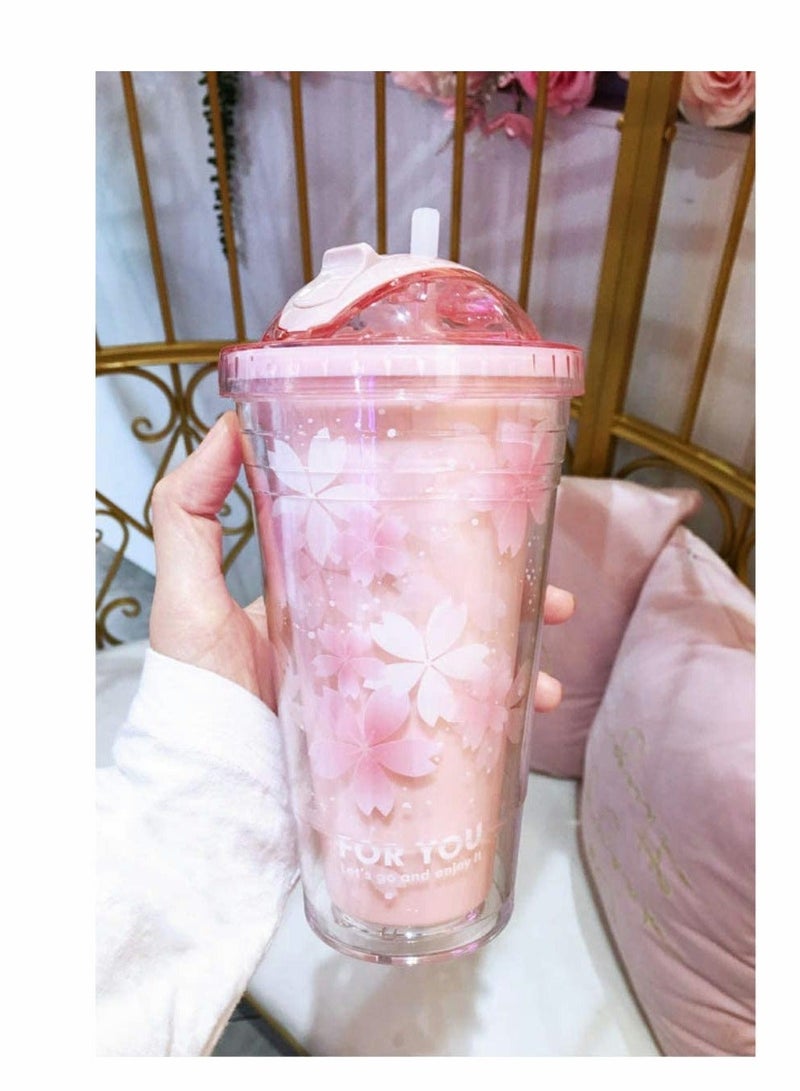 Y&D Stainless Steel Tumbler, Insulated Tumbler with Lid and Straw Double Wall Reusable Leakproof 16oz Travel Cup Water Bottle BPA Free - Pink - Image 4