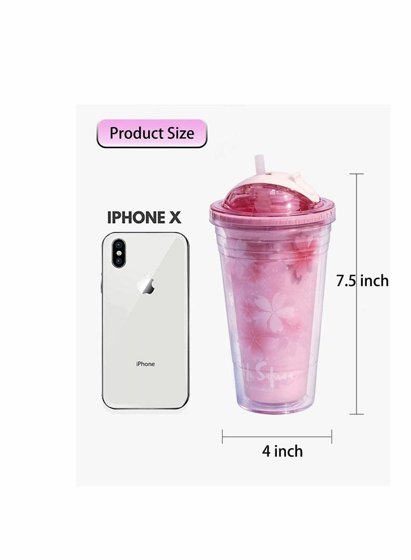 Y&D Stainless Steel Tumbler, Insulated Tumbler with Lid and Straw Double Wall Reusable Leakproof 16oz Travel Cup Water Bottle BPA Free - Pink - Image 5