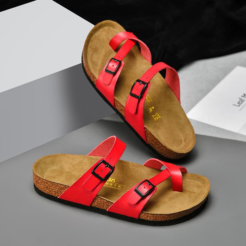 Birkenstock Shoes For Men And Women, Thumb Sleeves, High-Quality Genuine Leather Cork Thick-Soled Outer Fishing Sandals And Slippers - Image 2