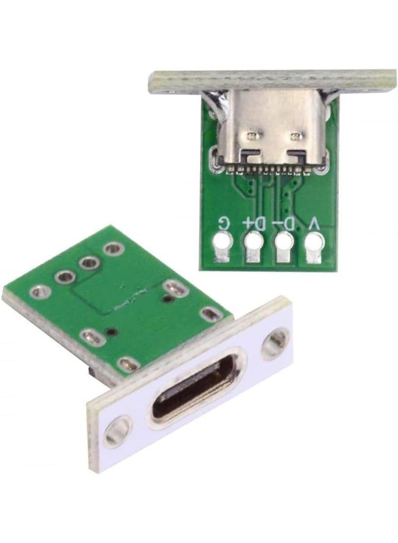 Barakah DIY OEM Type C Female Socket Connectors, Panel Mount USB 2.0 24-Pin Connectors with PC Board Pinout for Electronics, Device Assembly, Repair, and Prototyping Applications (Set of 5, Green) - Image 4