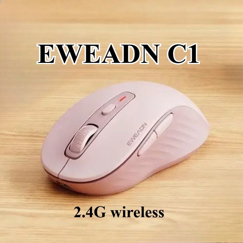 Eweadn C1 Wireless Silent Mouse Bluetooth and Rechargeable 2.4g with 4000 Dpi, Ergonomic for Esports, Pink - Image 1