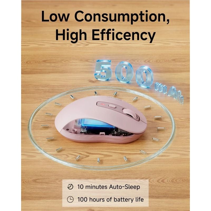 Eweadn C1 Wireless Silent Mouse Bluetooth and Rechargeable 2.4g with 4000 Dpi, Ergonomic for Esports, Pink - Image 4