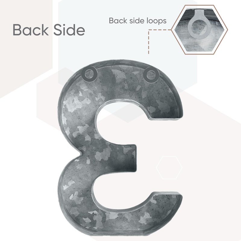 CraftyCrocodile 7"" Galvanized Metal Numbers for Wall Decor - 3D Number 3 for Hanging & Free Standing - Decorative Rustic Table Numbers for the Living Room  Bedroom  Kitchen - Image 3