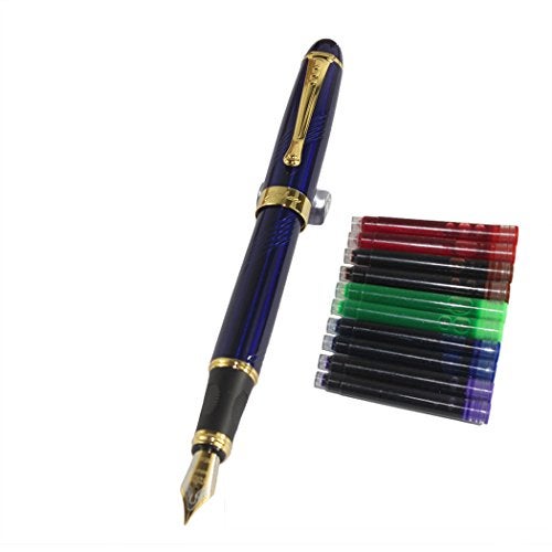 Gullor Jinhao 450 Normal nib Fountain Pen Dark Blue with 5 color Ink Cartridges - Image 5