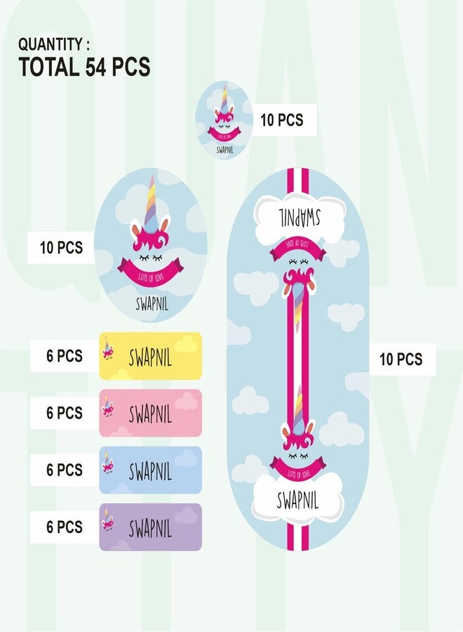 Graficative Name Stickers Label for Kids | Personalized Name Tags for School Kids | Label for Water Bottles, Snack Boxes (Unicorn) - Image 3