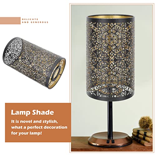 KALLORY Metal Lamp Shades Hollow Carved Lampshade Iron Lamp Cover Decorative Metal Shade for Table Chandelier Wall Lights Flower Cutout Design - Image 2