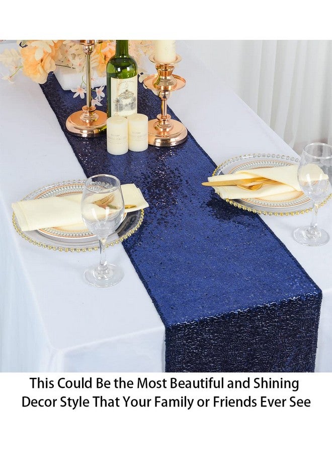 ShiDianYi Navy Blue Bridal Shower Decorations 5Pcs Navy 12''x72'' Sequin Table Runners Navy Blue Party Supplies -723S - Image 4