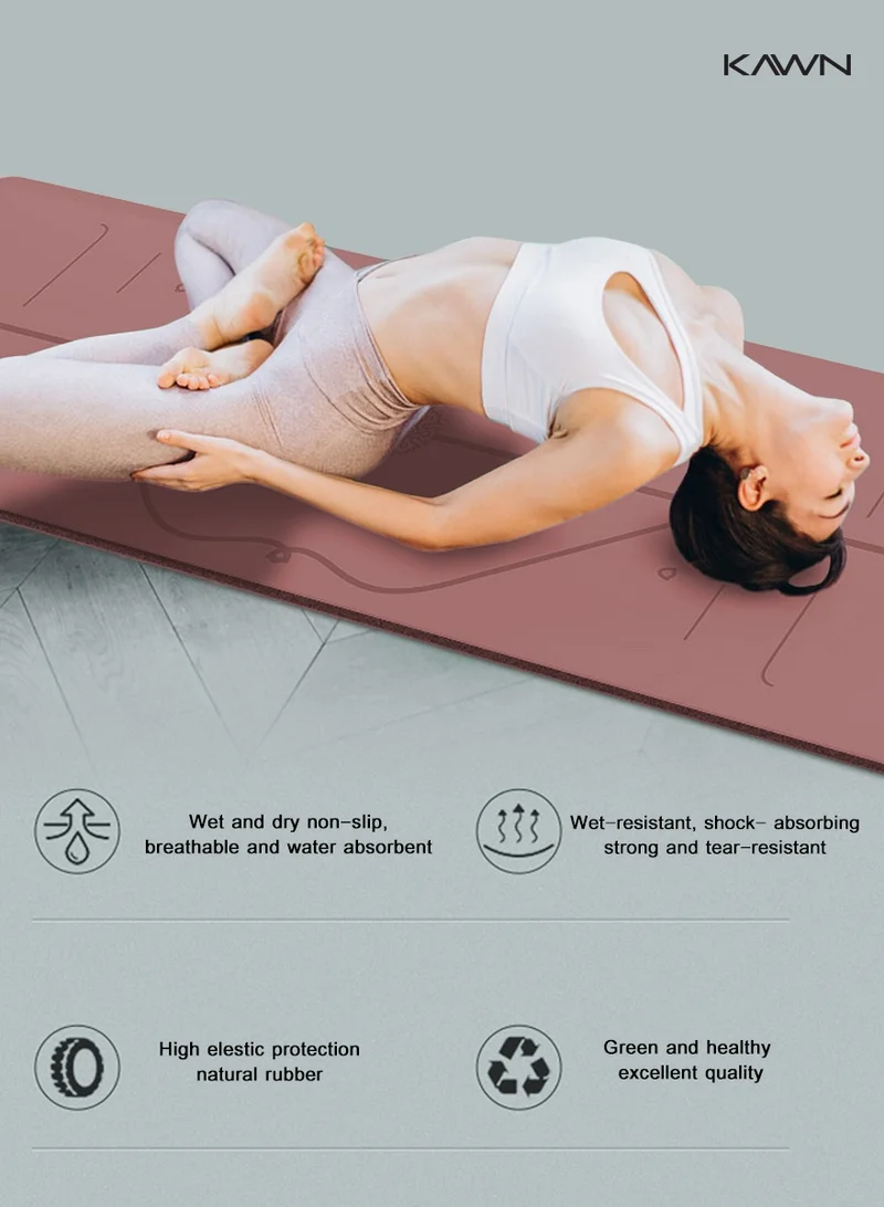 KAWN.YOGA Pink Mat. Non-Slip. Strap Included. High Performance Material Exercise Mat Ideal For Hiit, Plates, Yoga And Other Workouts