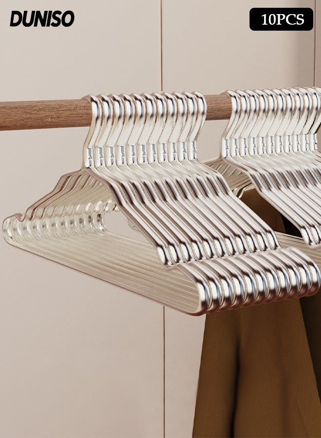 DUNISO 10PCS Quality Aluminum Alloy Clothes Hangers Heavy Duty Clothes Hangers with Non-Slip Notches Space Saving Storage Organiser Hangers Solid Aluminum Alloy Hangers Suit Hangers with Non-Slip Hanging Bar for Shirt Pants Dress - Image 1
