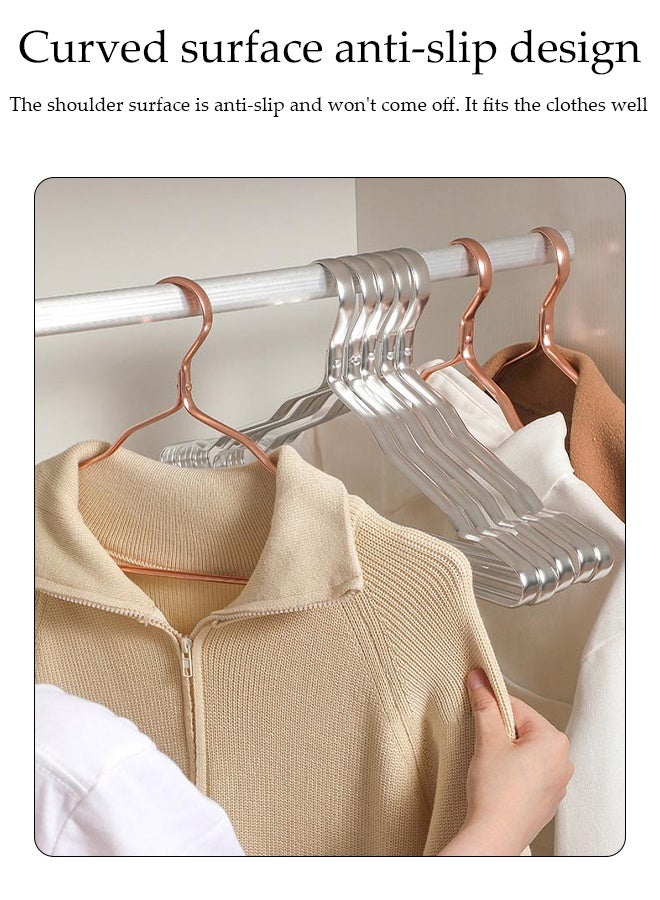 DUNISO 10PCS Quality Aluminum Alloy Clothes Hangers Heavy Duty Clothes Hangers with Non-Slip Notches Space Saving Storage Organiser Hangers Solid Aluminum Alloy Hangers Suit Hangers with Non-Slip Hanging Bar for Shirt Pants Dress - Image 2