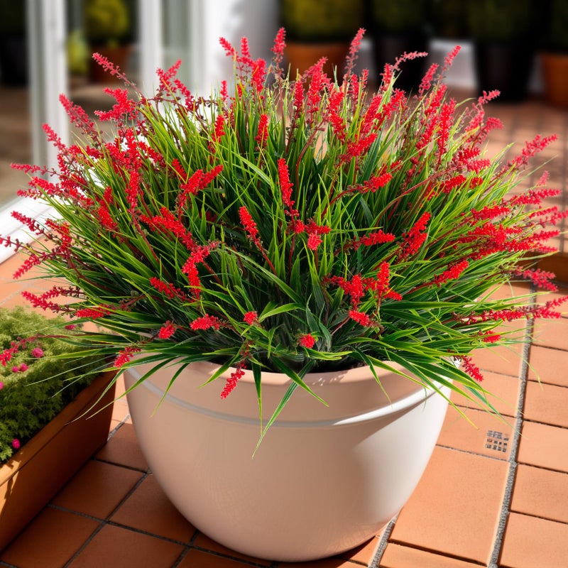 Ammyoo Artificial Faux Plants Flowers for Outdoor Decorations, Fake Monkey Grass for Outside Porch Patio, No Fade Realistic Greenery Plant, UV Resistant Artificial Bush Shrubs for Courtyard Window Garden - Image 1
