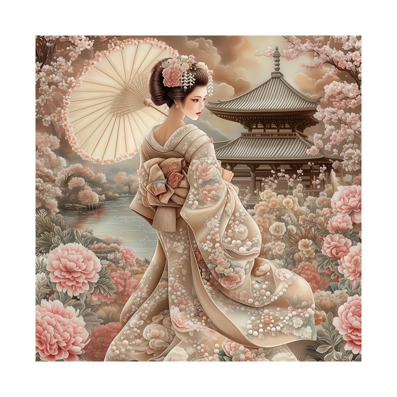 BBOLDIN Japanese Kimono Geisha Puzzle 1000 Piece for Adults Spring Colorful Cherry Blossom Flower Jigsaw Puzzle Vintage Garden Nature Art Puzzles - Image 3