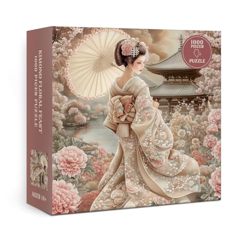 BBOLDIN Japanese Kimono Geisha Puzzle 1000 Piece for Adults Spring Colorful Cherry Blossom Flower Jigsaw Puzzle Vintage Garden Nature Art Puzzles - Image 5