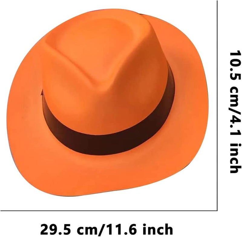 Selibration Plastic Neon Colour Bright Hat for Kids Birthday Party & Return Gifts, Bachelorette Theme, Craft Tiaras, Christmas, Gangster Fedora, Perfect for Traveling & Suitable to All (Set of 5pcs) - Image 2