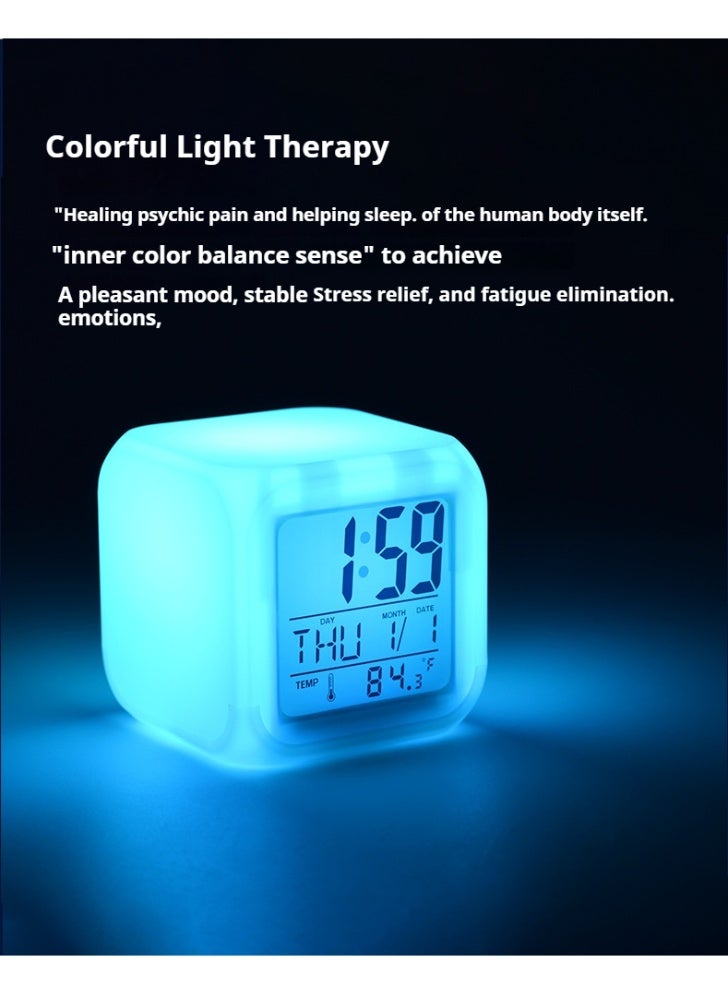 OUTAD Minecraft Night Light with Alarm Clock Function, Displays Temperature and Date; Colorful LED Alarm Clock, Cartoon Anime Clock, Silent Night Light for Students - Image 5