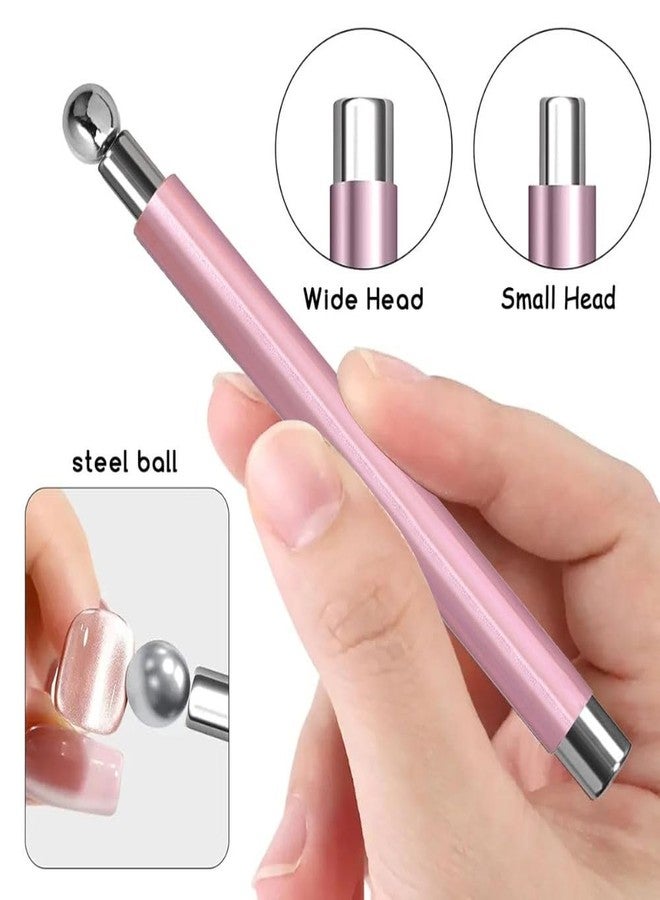 THR3E STROKES Essentials Cat Eye Magnetic for Nails Double-Head Nail Magnet Sturdy Cat Eye Magnet for Nails with Round Magnetic Bead Multifunctional Magnet for Cat Eye Gel Polish Home DIY (BALL MAGNET) (PINK) - Image 3