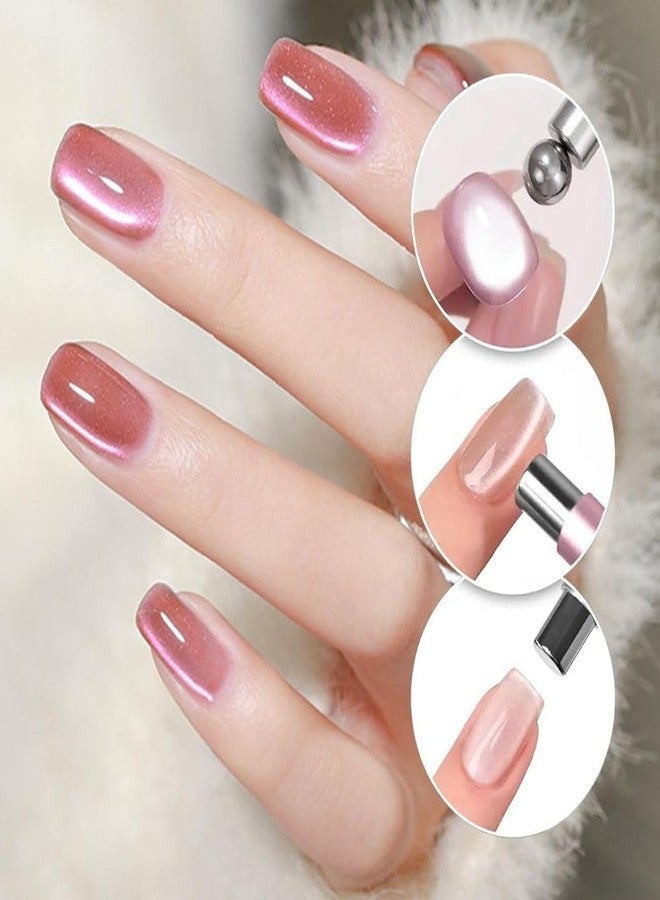 THR3E STROKES Essentials Cat Eye Magnetic for Nails Double-Head Nail Magnet Sturdy Cat Eye Magnet for Nails with Round Magnetic Bead Multifunctional Magnet for Cat Eye Gel Polish Home DIY (BALL MAGNET) (PINK) - Image 4