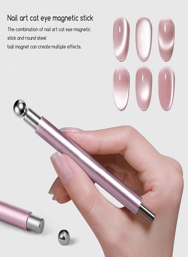 THR3E STROKES Essentials Cat Eye Magnetic for Nails Double-Head Nail Magnet Sturdy Cat Eye Magnet for Nails with Round Magnetic Bead Multifunctional Magnet for Cat Eye Gel Polish Home DIY (BALL MAGNET) (PINK) - Image 5