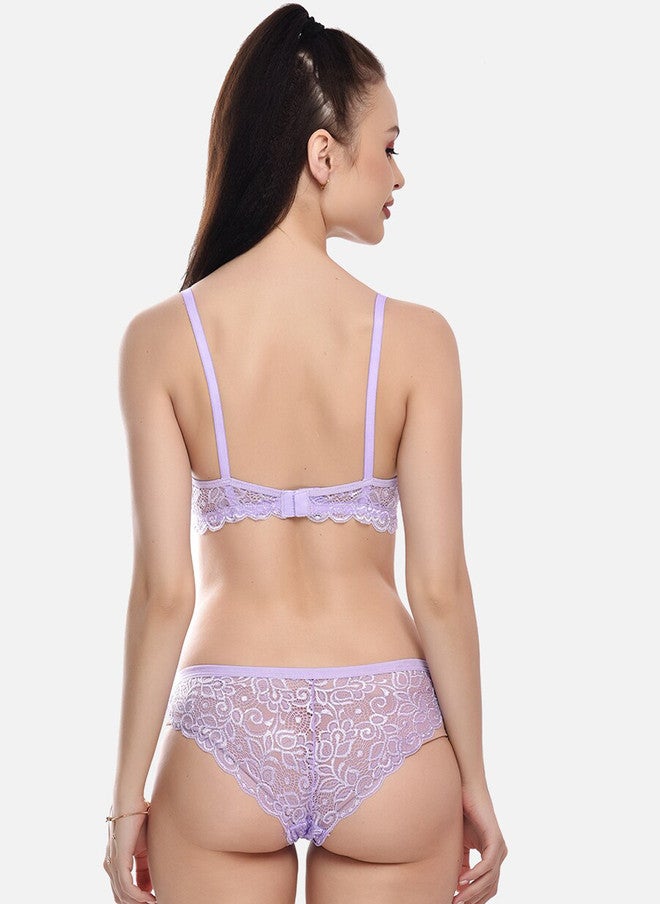 FIMS Pack Of 2 Self-Design Cotton Lycra Lingerie Set - Purple and Beige - Image 5