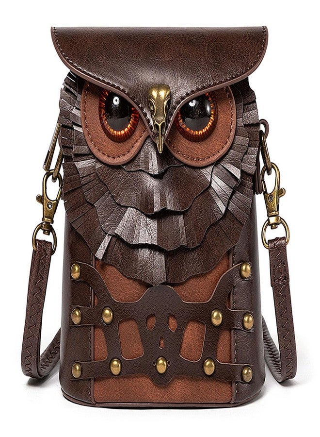 Valentoria Small Crossbody Bag Shoulder Purse Leather Belt Pouch Travel Phone Holder Punk Medieval Vintage Festival Costume Accessory (Owl) - Image 1