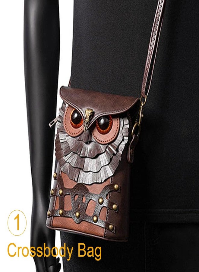 Valentoria Small Crossbody Bag Shoulder Purse Leather Belt Pouch Travel Phone Holder Punk Medieval Vintage Festival Costume Accessory (Owl) - Image 2