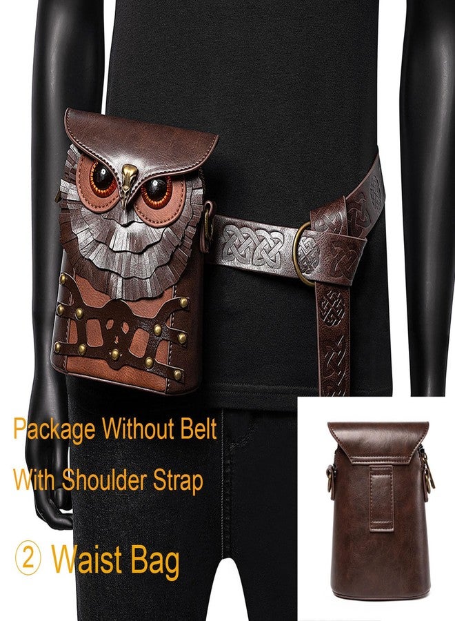Valentoria Small Crossbody Bag Shoulder Purse Leather Belt Pouch Travel Phone Holder Punk Medieval Vintage Festival Costume Accessory (Owl) - Image 3