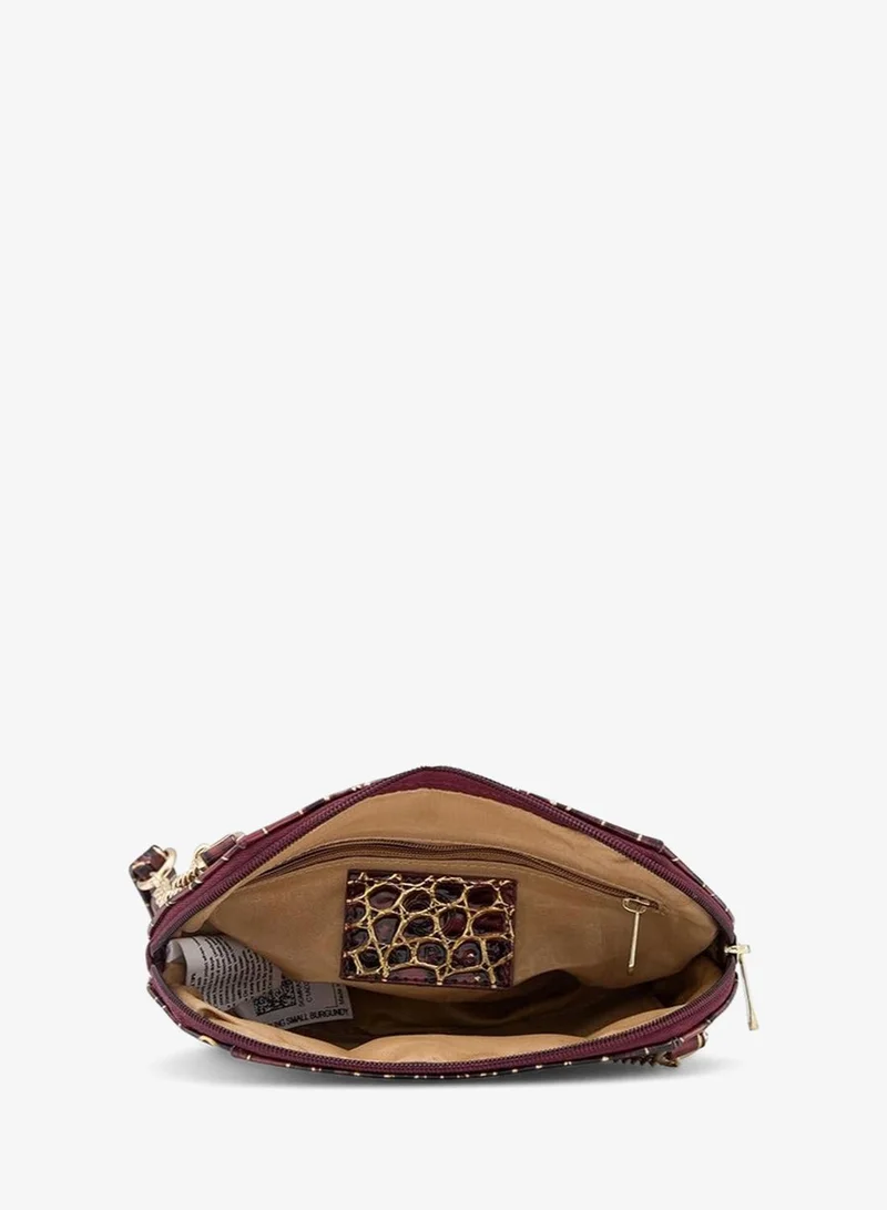 Caprese Burgundy Caprese Miranda Sling Bag, Burgundy-Small | Stylish Handbag for Women with Animal Print | Adjustable Strap & Spacious Interiors | Perfect Ladies Purse for Carrying Everyday Essentials & Travel for Women | Best Price UAE