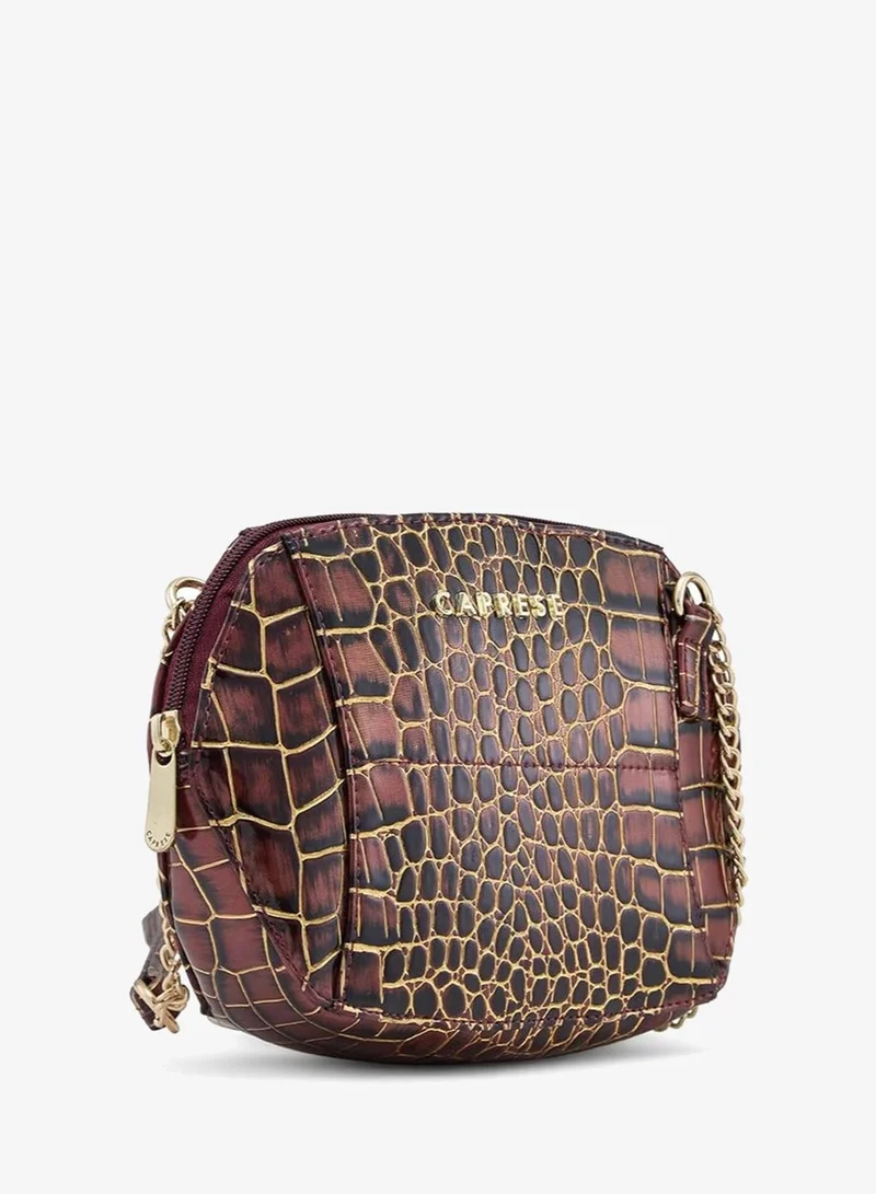 Caprese Burgundy Caprese Miranda Sling Bag, Burgundy-Small | Stylish Handbag for Women with Animal Print | Adjustable Strap & Spacious Interiors | Perfect Ladies Purse for Carrying Everyday Essentials & Travel for Women | Best Price UAE