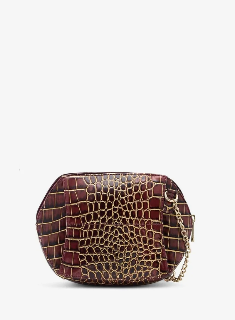 Caprese Burgundy Caprese Miranda Sling Bag, Burgundy-Small | Stylish Handbag for Women with Animal Print | Adjustable Strap & Spacious Interiors | Perfect Ladies Purse for Carrying Everyday Essentials & Travel for Women | Best Price UAE