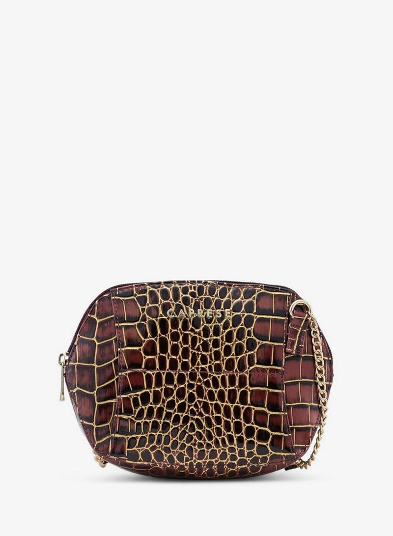 Caprese Miranda Sling Bag, Burgundy-Small | Stylish Handbag for Women with Animal Print | Adjustable Strap & Spacious Interiors | Perfect Ladies Purse for Carrying Everyday Essentials & Travel - Image 1