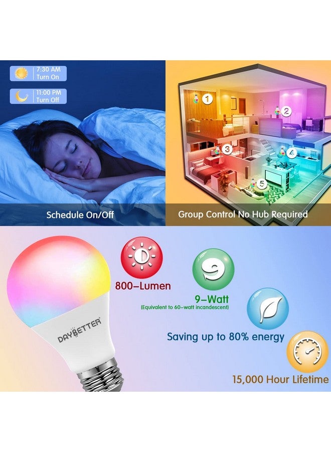 DAYBETTER Smart Light Bulbs, RGBCW WiFi Color Changing Led Bulbs, Smart Bulbs That Work with Alexa & Google Assistant, A19 E26 9W 800LM Multicolor Led Light Bulb, Led Ceiling Fan Light Bulbs, 20 Pack - Image 3