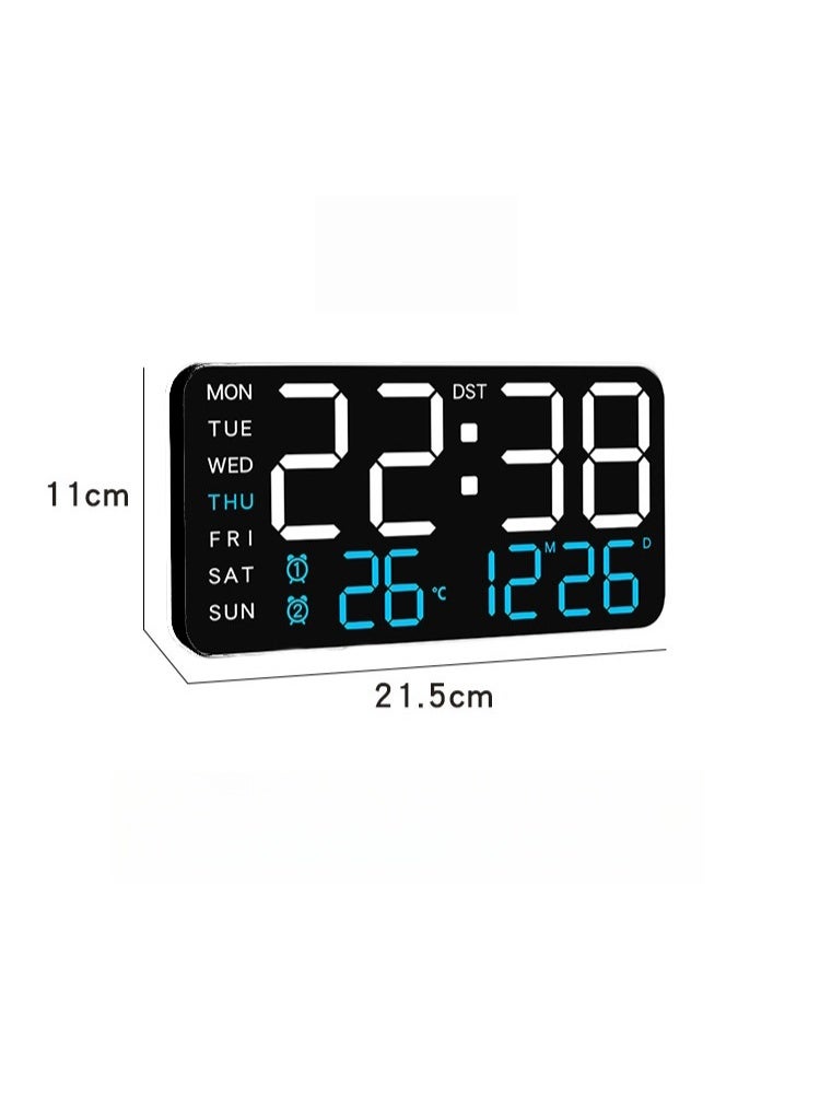 ساعة حائط رقمية كبيرة – ساعة LED مع منبه مزدوج، عرض درجة الحرارة، ٥ مستويات سطوع، مثالية لغرف المعيشة، النوم، والفصول الدراسية - Image 2