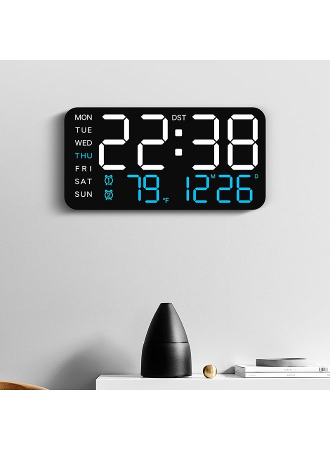 ساعة حائط رقمية كبيرة – ساعة LED مع منبه مزدوج، عرض درجة الحرارة، ٥ مستويات سطوع، مثالية لغرف المعيشة، النوم، والفصول الدراسية - Image 5