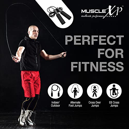 MuscleXP Skipping Rope (Jumping Rope) with Foam Handles for Men, Women & Children For Weight Loss, Exercise Workouts (Black) - Image 4