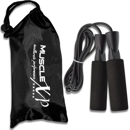 MuscleXP Skipping Rope (Jumping Rope) with Foam Handles for Men, Women & Children For Weight Loss, Exercise Workouts (Black) - Image 1