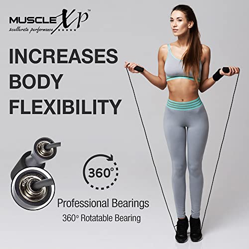 MuscleXP Skipping Rope (Jumping Rope) with Foam Handles for Men, Women & Children For Weight Loss, Exercise Workouts (Black) - Image 5