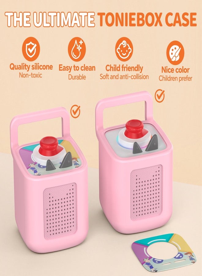 Underhub Silicone Protective Cover for Toniebox 2 Audio Player, Shockproof Anti Slip Silicone Case with Handle, Soft Easy Grip Cover, Easy to Clean Durable Sleeve (Pink) - Image 2