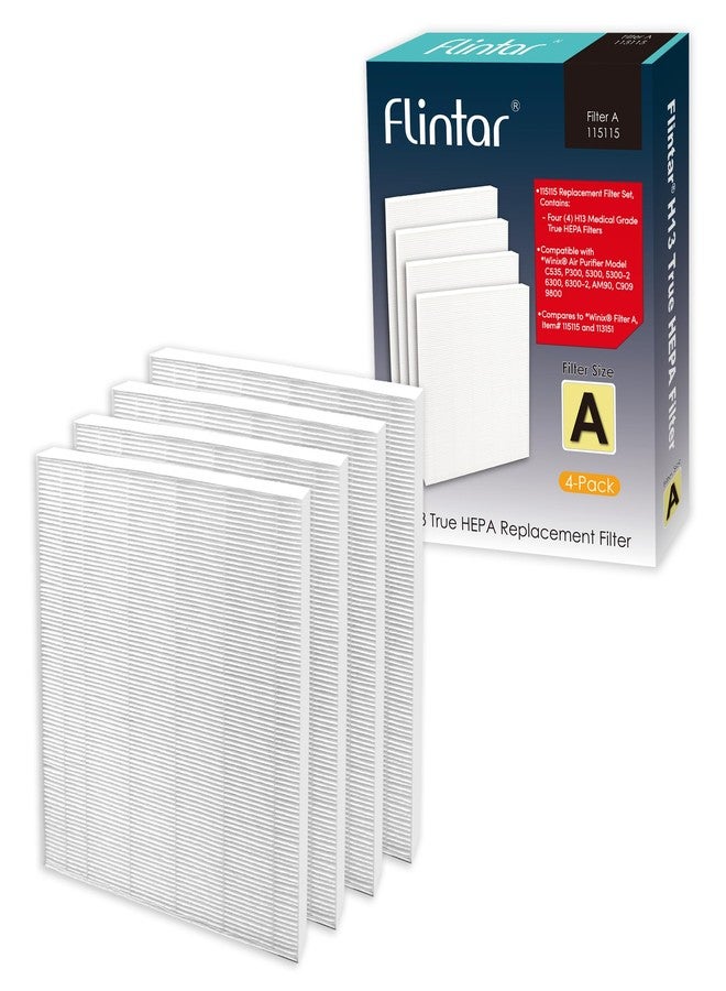 Flintar 115115 Filter A, Made in TAIWAN, Compatible with Winix Air Purifier C535, C909, 5300, 6300, P300, H13 Grade Replacement Filters, 4-Pack - Image 1