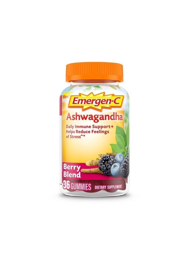 Emergen-C Vitamin C and Ashwagandha Gummies, Dietary Supplement for Immune Support, Berry Blend - 36 Count  - Image 1